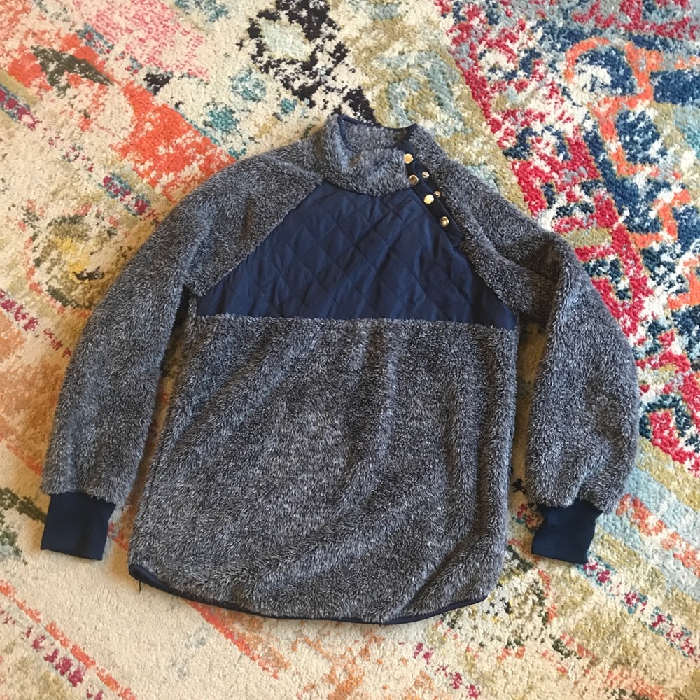 Women's Asymmetrical Neck Fleece Pullover Sweater